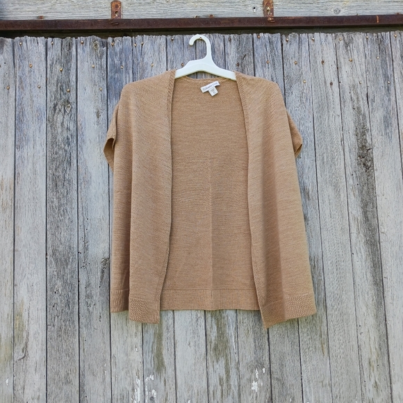 Coldwater Creek Sweaters - COLDWATER CREEK Cardigan XS 4-6 Merino Wool Blend Open Front Dolman Sleeve Tan